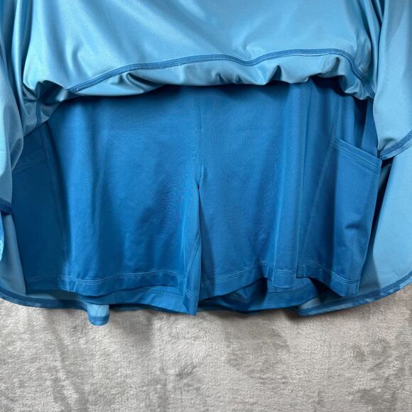 ID Ideology NEW Womens Skort Plus 2X Flouncy Tiered Blue Dye Pull On Stretch - Picture 3 of 11